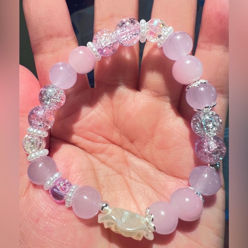 2/$25 ❤️Handmade Elastic Elegant Pink Beaded Bracelet